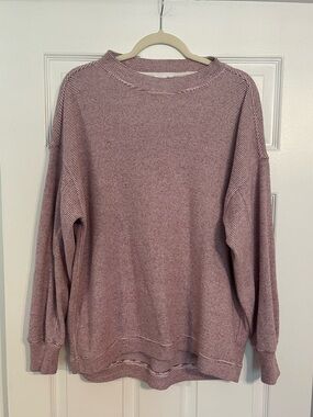 aerie Waffle-Knit Crewneck Sweater in Dusty Rose
